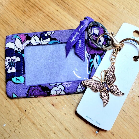 Vera Bradley Handbags - Vera Bradley 2-Piece Mini Wallet/Coin Purse w/ Pink Rhinestone Butterfly, NWOT